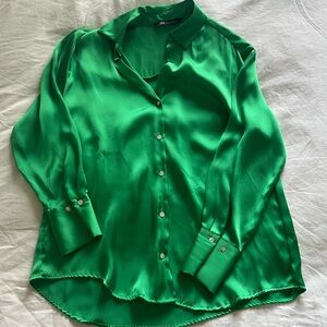 Zara Green Satin Blouse